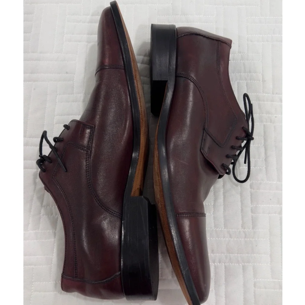 J. Murphy Johnston & Murphy Mens Burgundy Leather Cap Toe Oxford Shoes 14M